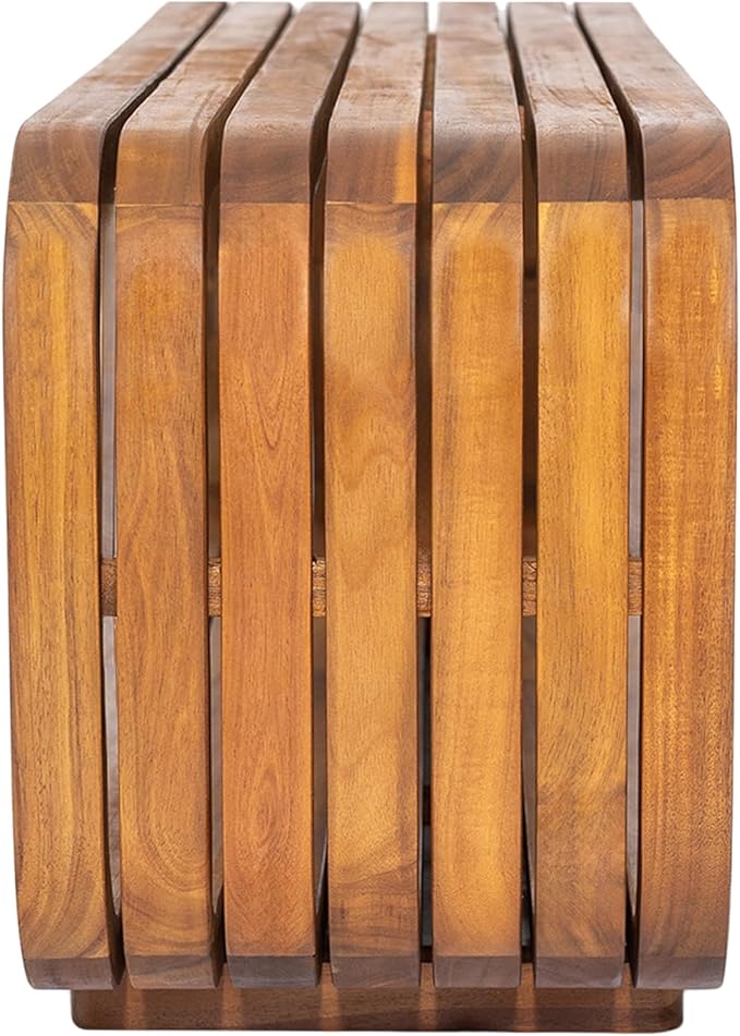 Christopher Knight Home Bruno Durable Acacia Wood Outdoor Coffee Table with Hollowed-Out Design, Slatted Patio Side Table, Versatile Patio Outdoor Furniture, No Assembly Needed, Teak