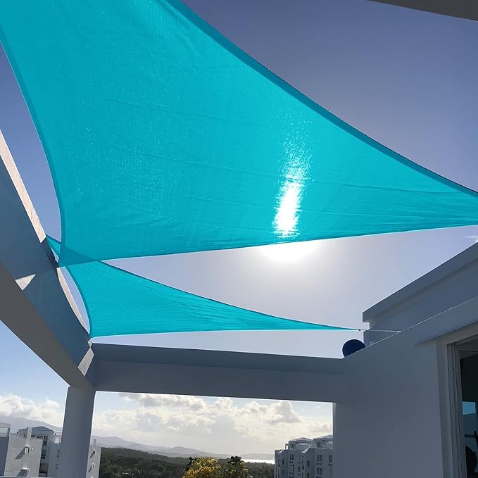 SUNNY GUARD Custom Size 11'x11'x11' Turquoise Blue Sun Shade Sail Triangle UV Block Shade for Backyard Yard Patio Deck Garden(Customized)