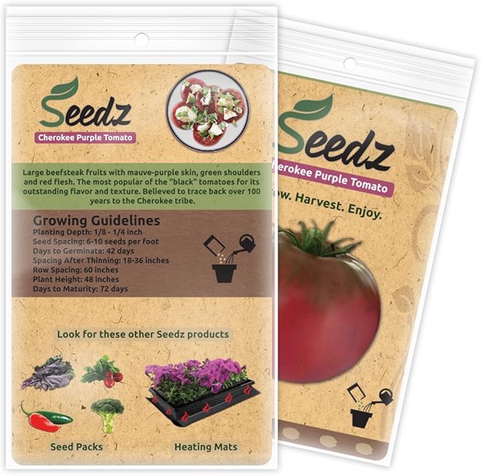 Organic Tomato Seeds, APPR. 100, Cherokee Purple Beefsteak Tomato, Heirloom Vegetable Seeds, Certified Organic, Non GMO, Non Hybrid, USA