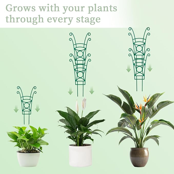 4 Pack Stackable Plant Trellis for Climbing Plants, Indoor/Outdoor Garden Trellis, Plant Support for Vine Ivy Hoya & Houseplants Flower