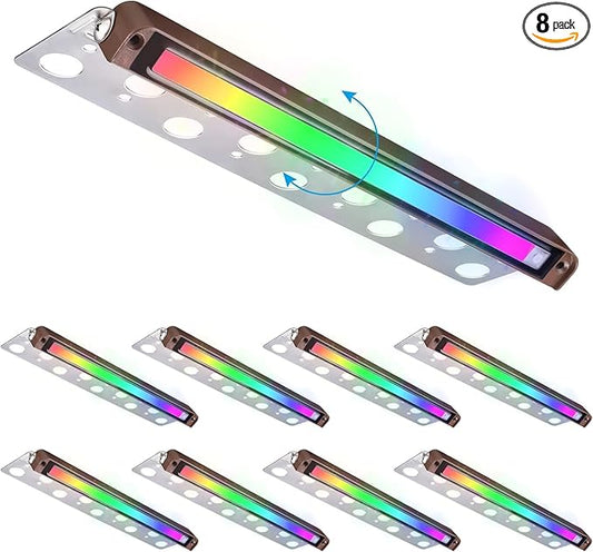 LEONLITE 8-Pack Premium Series RGB 12 Inch 5W LED Retaining Wall Lights Swivel, Color Changing Hardscape Lighting Low Voltage, 12V-24V AC/DC LED Landscape Hardscape Paver Light, Outdoor Step Light ETL