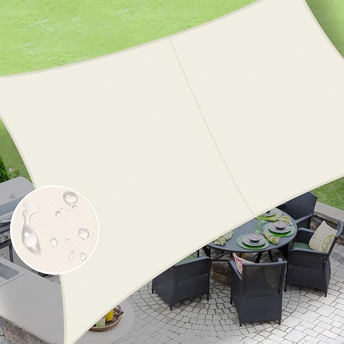 LOVE STORY Rectangle 5'x9' Waterproof Sun Shade Sail Canopy UV Block for Outdoor Patio Backyard Carport,Cream(We Make Custom Size)