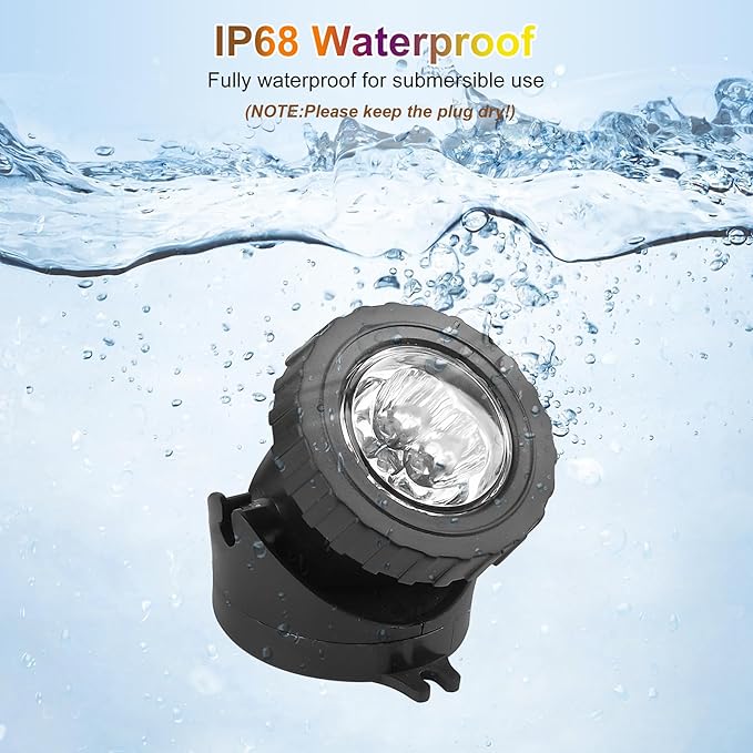 RGB Pond Lights with Timer, LED Underwater Submersible Colorful Landscape Spotlights, 98ft Remote Control IP68 Waterproof Fountain Lights for Fish Aquarium Tank Garden Yard Pool (Set of 4)