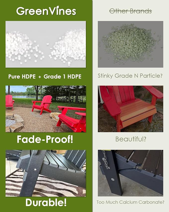 GREENVINES Porch Swing | 51’’ | HDPE Plastic | for Outdoor Patio | All Weather | Waterproof Bench Swings | w/ 4 Stainless Steel Chains | Aqua