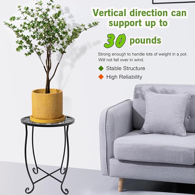 Small Side Tables for Small Space, 2 Pack Metal Outdoor Indoor Side Table, Weather Resistant Mini Metal Round Side Table Pool Chair Side Table for Patio Yard Porch Balcony Garden Bedside, Black