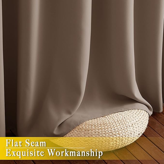 NICETOWN Blackout Curtain for Patio Door, Grommet Top Sliding Door Panel Thermal Insulated Bedroom Blackout Curtain for Villa/Hall/Parlor (Cappuccino, 1 Panel, 80" W x 95" L)