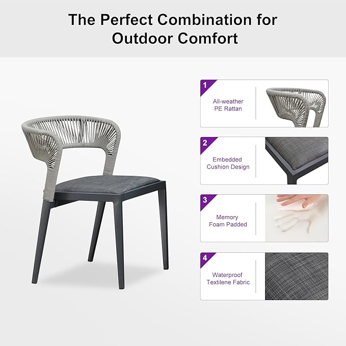 PURPLE LEAF 9 Pieces Outdoor Dining Set Patio Table and Chairs Set Aluminum Wicker Rattan Patio Furniture Set for Lawn Garden Porch Beige Marble Color Outdoor Set with Counter Stools
