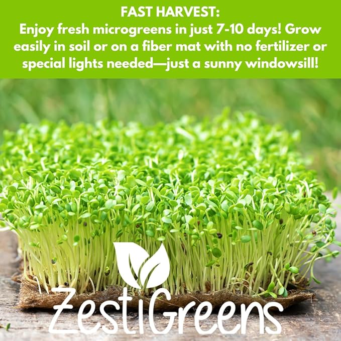 10 Variety Pack Microgreens Seeds - Broccoli, Sunflower, Pea, Salad Mix, Daikon Radish, Kale, Amaranth, Spicy Salad, Red Cabbage, & Arugula. Grow Your own Microgreens with These Organic Seeds.