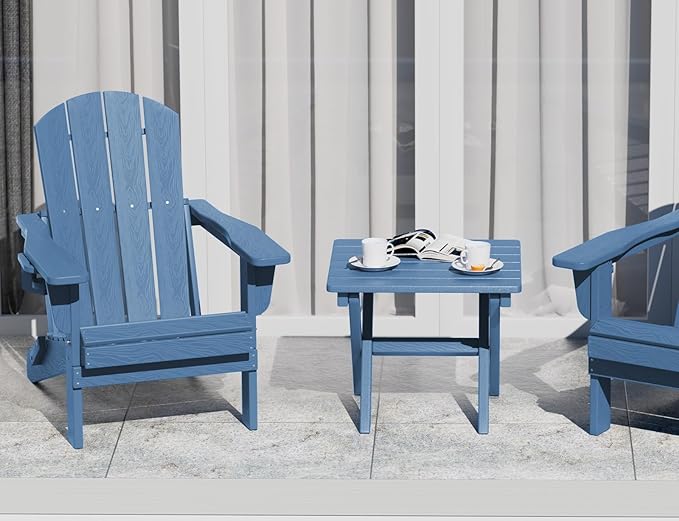 SERWALL Folding Outdoor Side Table Set of 6, Adirondack End Table, Navy