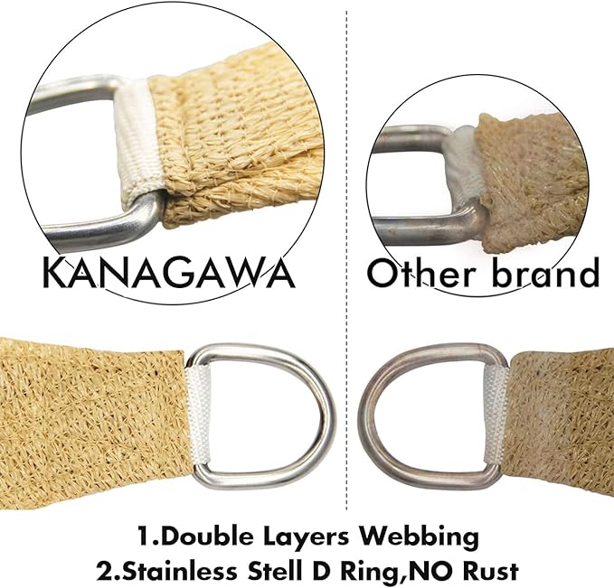 KANAGAWA 6'X18' Sand Custom Size Sun Shade Sail Rectangle UV Block Canopy Cover for Patio Backyard Lawn Garden Outdoor (Customized Available)