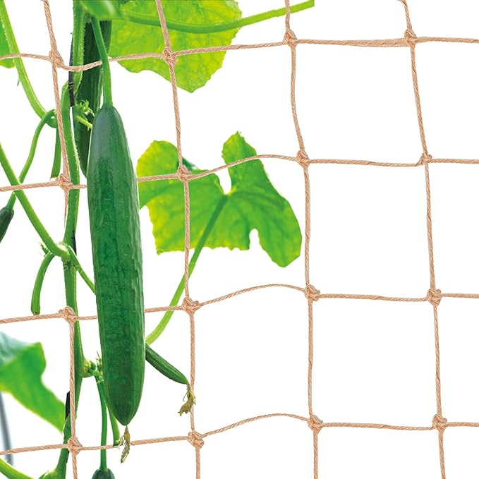 Jute Trellis Netting - Jute Netting for Garden, Heavy Duty Plant Support Netting for Climbing Plants, Cucumber, Vine, Fruits & Vegetables, Climbing Vining Plants (6.6 Ft x 32.8 Ft, 5.9 Inch Squares)