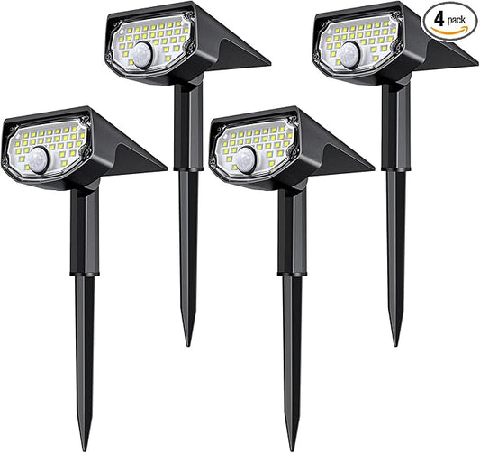 AloftSun Solar Motion Sensor Outdoor Lights,Waterproof Motion Sensor Spot Lights- 30 LED/3 Modes Solar Powered Spotlights,Landscape Lighting for Yard and Garden, Cool White,4 Pack