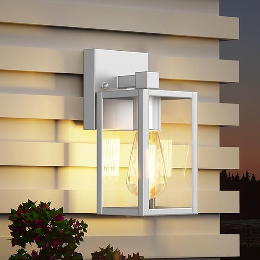 WIHTU Outdoor Lights for House, LED Exterior Front Porch Light Fixtures for Outside, Waterproof Wall Light Outdoor, Sconce Lights for Patio, Garage, Doorway, Entryway (Silver)