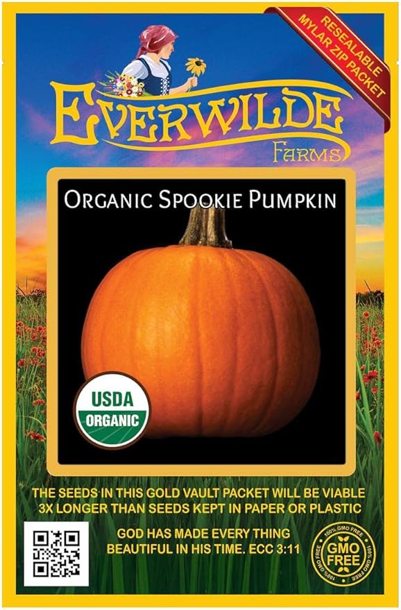Everwilde Farms - 10 Organic Spookie Pumpkin Seeds - Gold Vault Packet