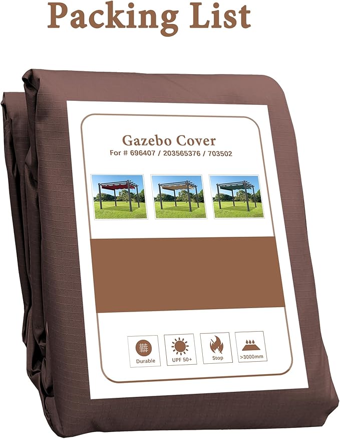 SCOCANOPY Replacement Cover Compatible with Home Depot Hampton Bay Pergola # GFM00467F,GFM00469A,(Brown)