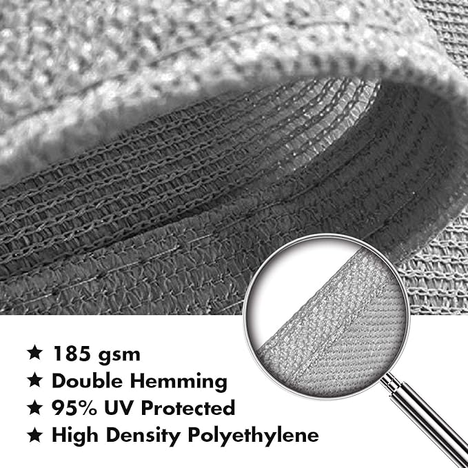 KANAGAWA Sun Shade Sail 20'x20' Grey Rectangle UV Block Canopy Awning Shelter Fabric Cloth Screen for Outdoor Patio Garden Backyard