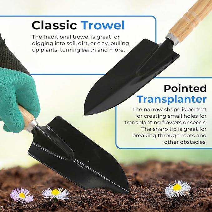 Scuddles Garden Tool Bag with 9 Piece Stainless Steel Gardening Kit | Includes Rust-Resistant Blades, Wooden Handles, Fingertip Claw Gloves & Reinforced Garden Bags | Landscaping and Planting Gift