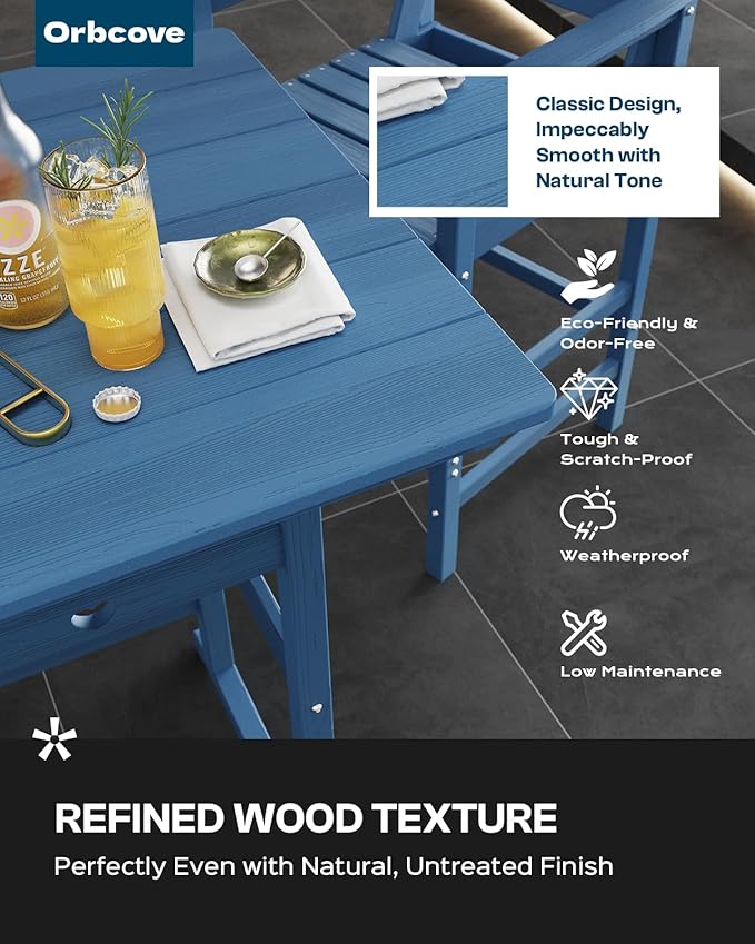 Patio Bar Table,Adirondack Table1 Pieces Set, Bar Height outdoor bar table Set of 1, Outdoor Bar Stools Set,Weather-Resistant Outdoor Furniture for Deck, Balcony, Poolside Easy Assembly, Navy Blue