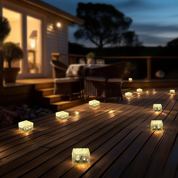 Solar Brick Lights-Outdoor Solar Lights for Yard-Solar Brick Landscape Path Light 6 Pack LED Light Brick Garden Decor for Pathway Patio Walkway Backyard Decoration
