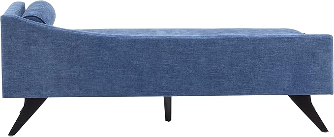 Christopher Knight Home Cagle Upholstered Loveseat Sofa with Splayed Legs, Birch Wood Frame Lounge Chair, Living Room Chaise Lounge Chair Indoor, Soft Lounge Sofa with Rolled Accent Pillow, Navy Blue