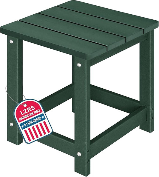 LZRS Adirondack Square Outdoor Side Table for Patio, Pool Composite Patio Table,HDPE End Tables for Backyard,Pool, Indoor Companion, Easy Maintenance & Weather Resistant(Dark Green)