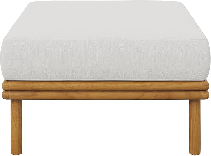 Modway Wren Teak Wood Outdoor Ottoman in Natural Sail