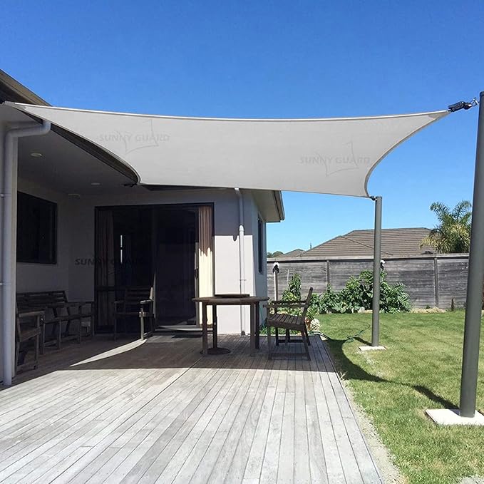 SUNNY GUARD Sun Shade Sail 10' x 20' Rectangle Silver Grey UV Block Sunshade for Backyard Yard Deck Patio Garden Outdoor Activities and Facility(We Make Custom Size)