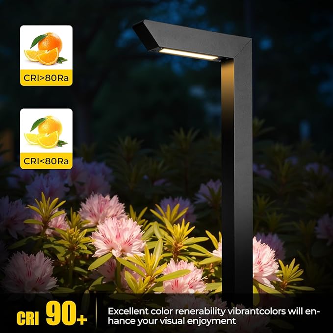 Gardencoin 3CCT LED Low Voltage Landscape Pathway Light, 12V Premium 3000K/4000K/5000K Selectable Path Lights Wired, Modern Walkway Lights Outdoor, Higher Housing with Larger Stake (19.7IN, 8 Pack)