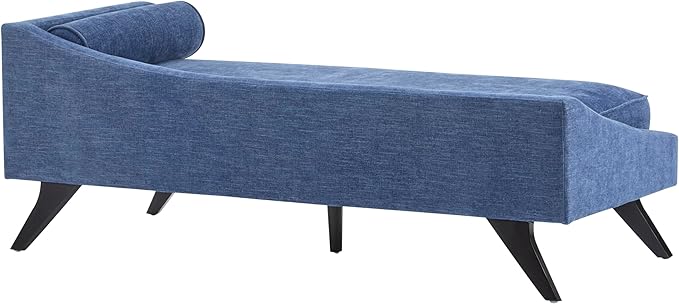Christopher Knight Home Cagle Upholstered Loveseat Sofa with Splayed Legs, Birch Wood Frame Lounge Chair, Living Room Chaise Lounge Chair Indoor, Soft Lounge Sofa with Rolled Accent Pillow, Navy Blue