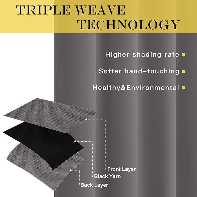 NICETOWN Bedroom Blackout Curtain Panel Extra Long - (W52 by L120 inches, Grey, 1 Panel) Grommet Energy Saving Thermal Insulated for Living Room/Flat