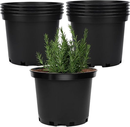 GREANER 2 Gallon Nursery Pots for Plants, 10 PCS Plastic Plant Pot with Drainage Holes for Indoor Outdoor, Garden, Greenhouse(Black)