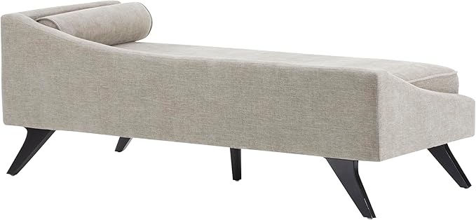 Christopher Knight Home Cagle Upholstered Loveseat Sofa with Splayed Legs, Birch Wood Frame Lounge Chair, Living Room Chaise Lounge Chair Indoor, Soft Lounge Sofa with Rolled Accent Pillow, Khaki