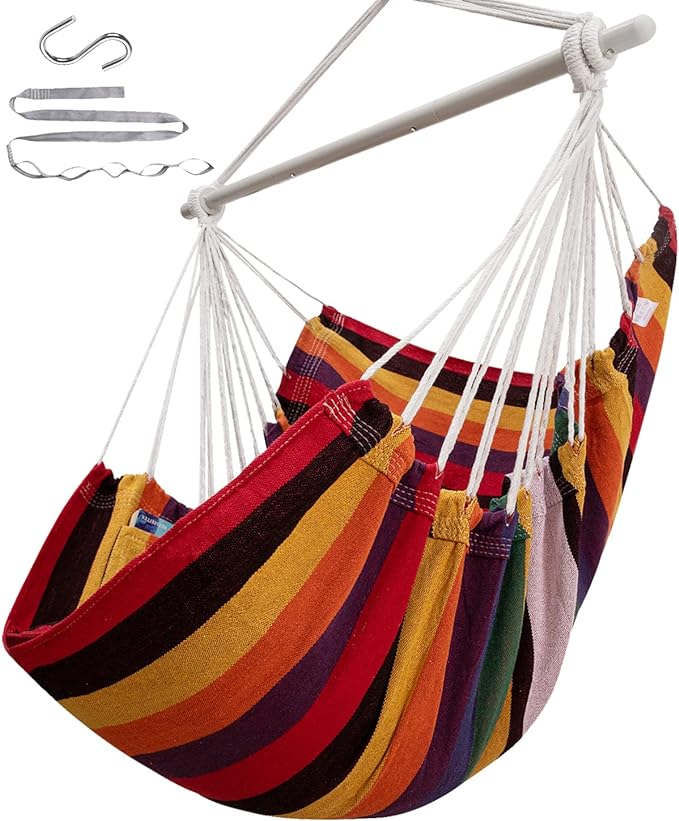 ADVOKAIR Hammock Chair Swing, Heavy-Duty Hanging Rope Swing Seat Supports 500 Lbs, Ideal for Outdoor Patio, Backyard, Porch, Deck & Indoor Bedroom Use