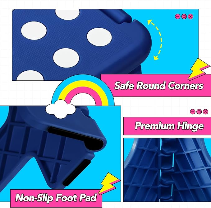 Delxo Folding Step Stool, 13 inch Non-Slip Foldable Stools for Kids & Adults Up to 300 LBS, Step Stool with Handle, Lightweight for Kitchen, Bathroom, Bedroom, Garden, Blue, 1PC