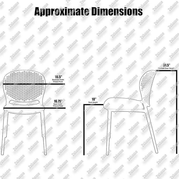2xhome Set of 2 Patio Dining Chairs | Modern Stackable Outdoor Pool Side Chair | Weather Resistant Plastic for Yard, Porch, Balcony, Kitchen, Teal