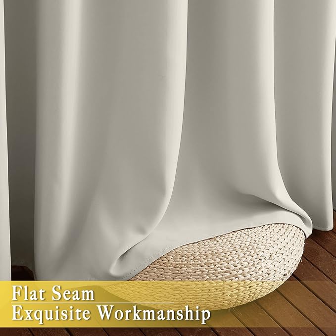 NICETOWN Blackout Natural Window Treatment for Living Room - Energy Saving Thermal Insulated Solid Grommet Sound Reducing Room Darkening Curtain for Bedroom (1 Panel, W66 x L102)
