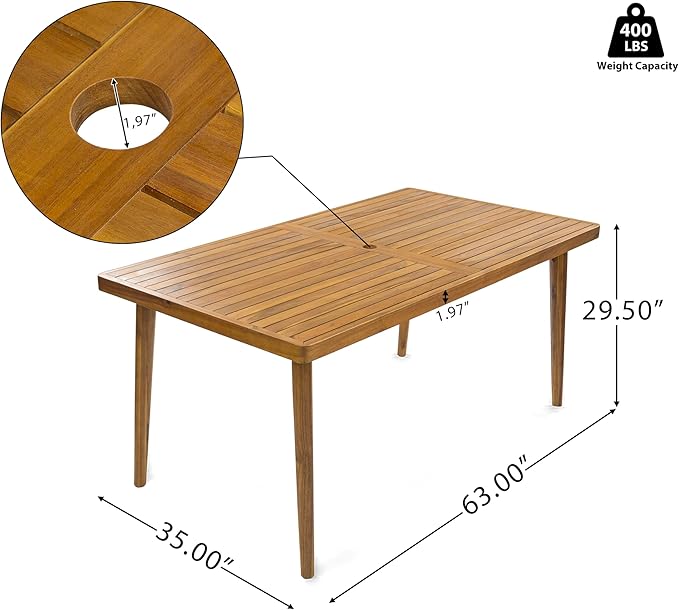 Christopher Knight Home Elko Acacia Wood Outdoor Dining Set for 6, Wooden 7 Piece Patio Dining Table Set, Outdoor Metal Dining Chair and Table Set with Cushion, Patio Furniture Set, Teak+Dark Gray
