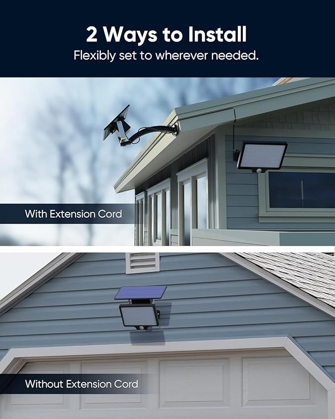 JACKYLED Upgraded Solar Flood Lights Outdoor Motion Sensor, 1000 Lumens Dusk to Dawn Solar Lights Outdoor, 48 LED, IP65 Waterproof, 3 Modes, Auto On/Off, Separate Solar Panel with 9.8ft Cord