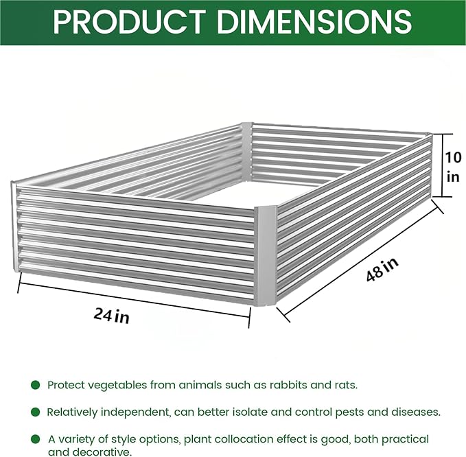 FRIZIONE 3pcs 4x2ft Galvanized Raised Garden Bed Outdoor,Above Ground Garden Bed for Vegetable,Metal Raised Beds for Flower,Steel Raised Beds for Gardening
