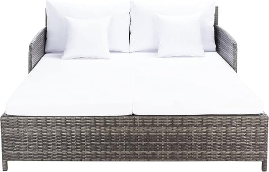 Safavieh Outdoor Collection Cadeo Grey Brown/White Cushion Daybed PAT7500C