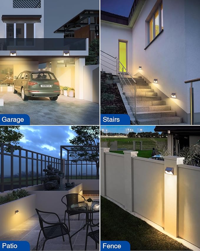 Peasur Solar Lights Outdoor Motion Sensor Waterproof, 3Pack 140LED Brown Solar Powered Fence Light, 3 Modes Security Wall Lights for Garden Yard Outside(Warm White)