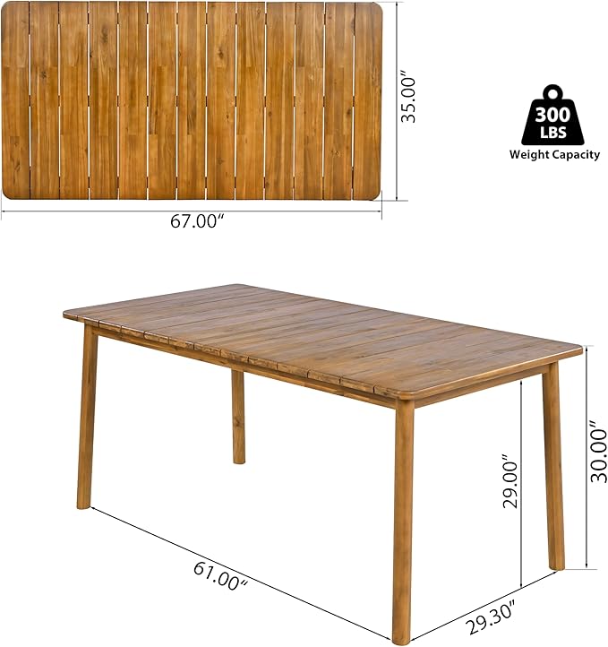 Christopher Knight Home Kclent Patio Acacia Wood Dining Set for 6 People, Outdoor Table & Chairs with Curved Rope Arm, Removable Cushions, 7 Piece Patio Dinner Set for Backyard Deck, Teak+ Beige