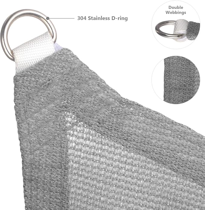Eden's Decor Straight Flat-Edged Sun Shade Sail Rectangular 11' x 19' Grey UV-Blocking Outdoor Canopy Fabric Cloth Awning for Pergola Patio Garden Backyard Custom Size