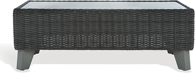 SAFAVIEH Couture Collection Margarita Dark Grey Faux Wicker Rectangle Indoor/Outdoor Coffee Table (Fully Assembled)
