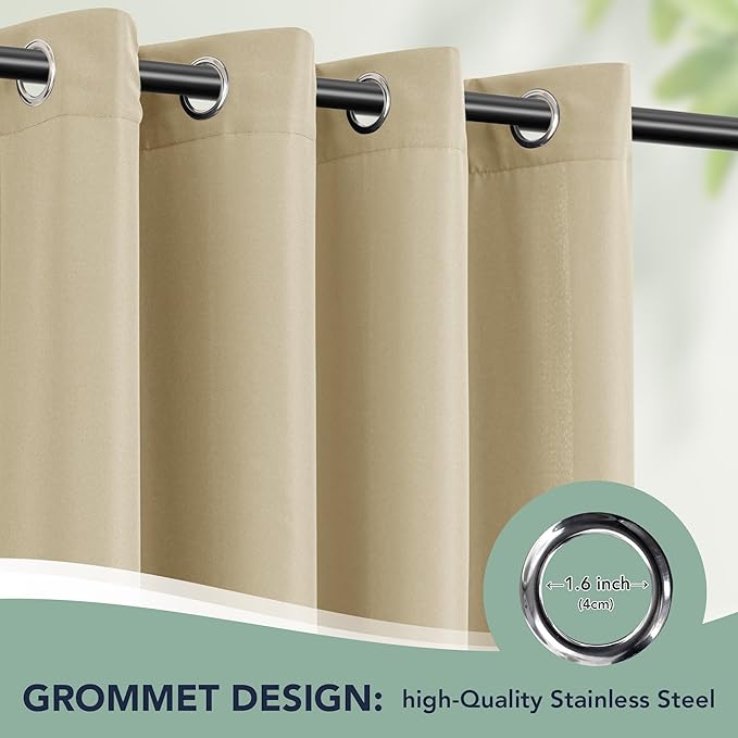 Outdoor Curtains for Patio Waterproof - 8 Panels Privacy Weatherproof Outside Curtains with Grommets for Pergola, Gazebo, Porch, Cabana, Balcony, 54 x 95 Inch, Cream