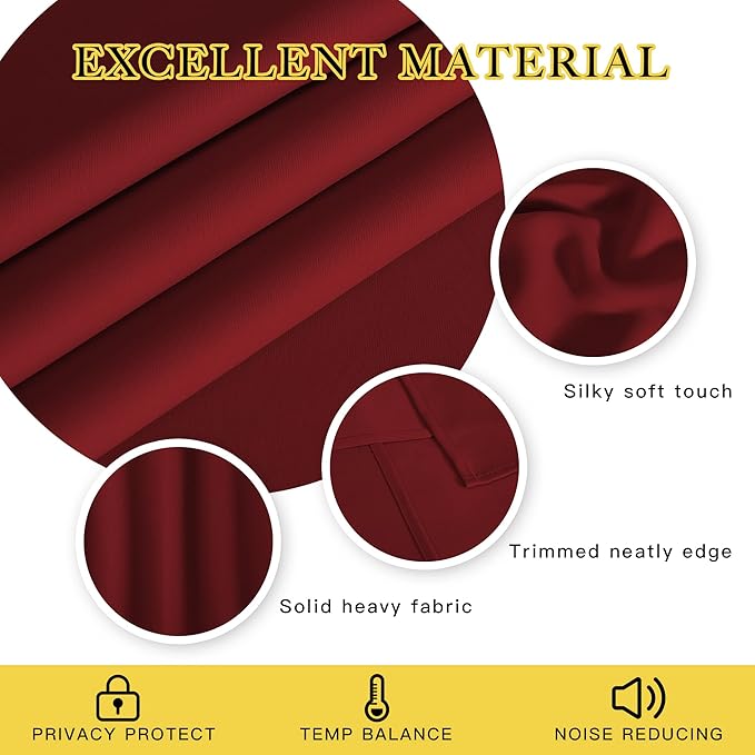 NICETOWN Burgundy Blackout Curtain Grommet - Thermal Insulated Solid Grommet Blackout Curtain/Panel/Drape for Living Room (1-Pack, 52 by 45-inch, Burgundy Red)