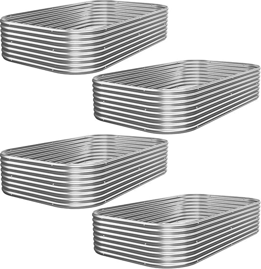 4 PCS 6x3ft Galvanized Raised Garden Bed Outdoor, Metal Garden Bed for Vegetables, Above Ground Garden Box for Flower, Steel Raised Beds for Gardening