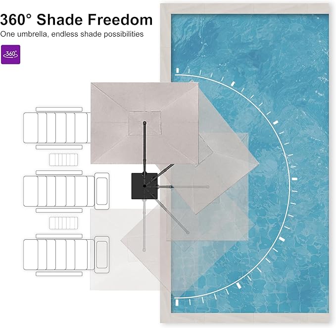 PURPLE LEAF Patio Umbrella 10' X 13' Rectangle Cantilever Umbrella Large Aluminum Outdoor Umbrellas with 360-degree Rotation & UPF40+ Premium Fabric for Deck Pool Garden Yard, Sand Dune