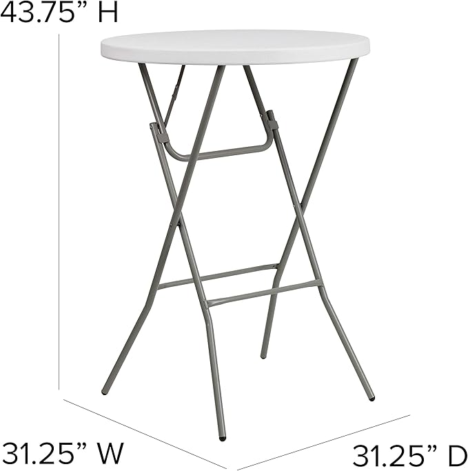 Flash Furniture 32" Round Folding Bar Height Tables for Parties and Commercial Events, Indoor/Outdoor Plastic Bar Height Folding Tables, Set of 4, White