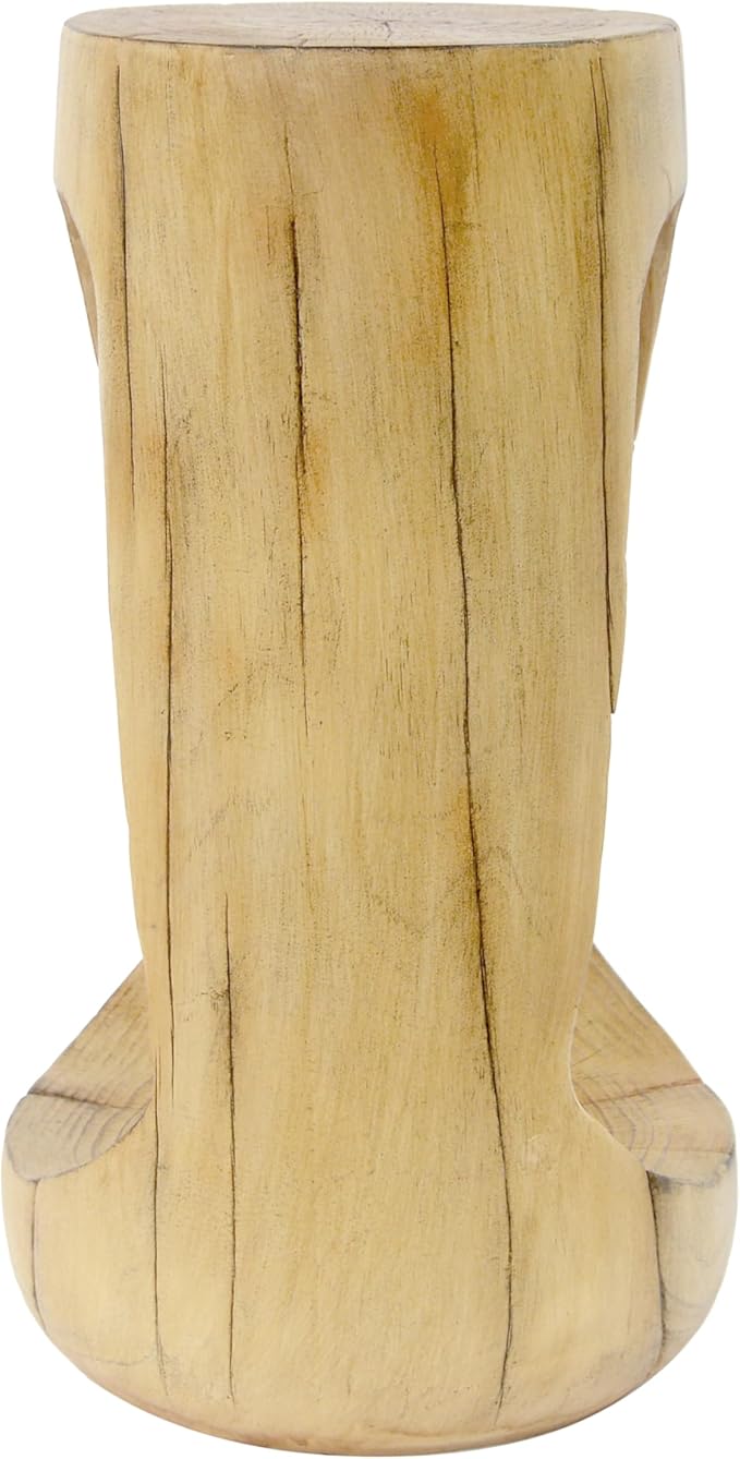 Christopher Knight Home Novi 26.57" H Lightweight Concrete Outdoor Side Table, Hollow Round-Shaped Patio End Table, MGO Outdoor Coffee Table, Garden Plant Stand Indoor, Wood-Like Texture, Natural